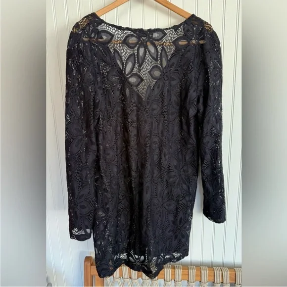 J Valdi Black Lace V-Neck Swim Cover Up Size M - Picture 5 of 5